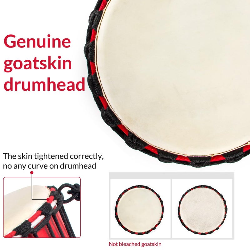 AKLOT Djembes Drum AKLOT African Drum Hand-Painted 10'' x 20'' Mahogany Goatskin Drumhead for Adults Starter Beginners - Image 3
